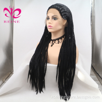 High quality 1b color synthetic Frontal lace long braided wigs for black woman